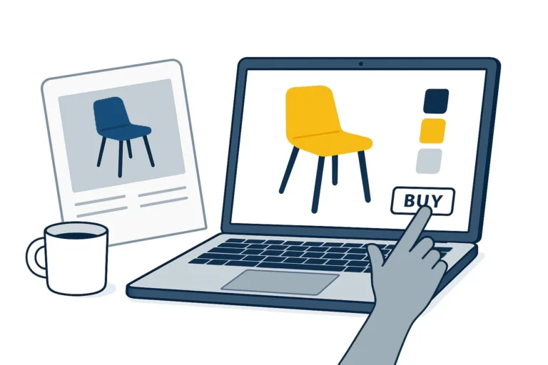 customer exploring a 3D configurator interface to customize a product